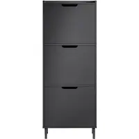 SoBuy FSR151-H-SCH Armoire à chaussures avec 3 abattants - 50 x 19 x 129 cm - Anthracite
