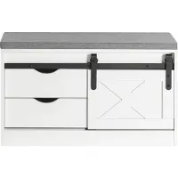 SoBuy Meuble à chaussures avec siège rembourré - 2 tiroirs et 1 porte coulissante - Max. 225 kg - 80 x 30 x 49 cm - Blanc/ Gris