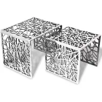 vidaXL Table auxiliaire carrée 2 pièces Aluminium Argenté