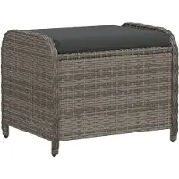 vidaXL Tabouret de jardin avec coussin gris 58x46x46 cm résine tressée
