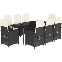 vidaXL Ensemble à manger de jardin 9pcs coussins noir résine tressée
