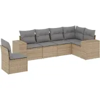 vidaXL Ensemble de salon de jardin 6 pièces avec coussins Beige Poly Rattan