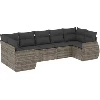 vidaXL Ensemble de salon de jardin 7 pièces avec coussins Gris Poly rotin