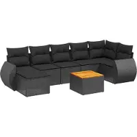 vidaXL Ensemble de jardin canapé 8 pièces avec coussins noir poly rotin