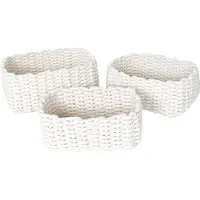 TODAY Lot de 3 paniers en corde - - INDIES - 100% coton - Blanc - 3 tailles (36x26x16 cm)