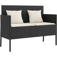 vidaXL Banc de jardin avec coussins noir Poly rotin