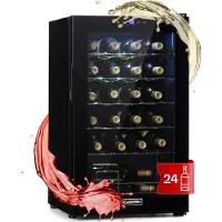 Klarstein Cave a Vin sur Pieds, Caves à Vin de 63L avec une Porte en Verre, Cave a Vins à Zone Unique, Bar Intérieur/Extérieur, Frigo vin, Cave a Vin de Vieillissement, Petite Cave à Vin 24 Bouteilles