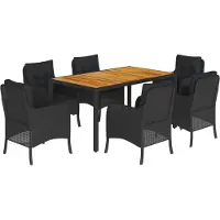 vidaXL Ensemble de jardin 7 pièces avec coussins Noir Poly Rattan