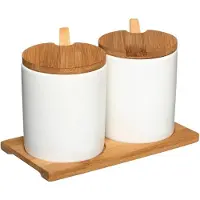 5 Five Boîtes à épices en bambou et porcelaine - 2 pcs