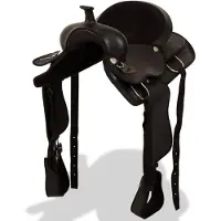 vidaXL Selle western, licol & plastron cuir véritable 17" noir