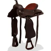 vidaXL Selle western, licol & plastron cuir véritable 17" marron
