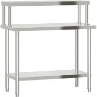vidaXL Table de travail de cuisine avec panneau à poser 110x55x120 cm inox