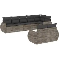 vidaXL Ensemble de jardin canapé 8 pièces avec coussins Gris Poly rotin