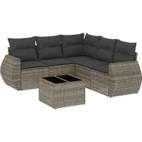 vidaXL Ensemble de salon de jardin 6 pièces avec coussins Gris Poly rotin