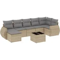 vidaXL Ensemble de jardin canapé 8 pièces avec coussins Beige Poly Rattan
