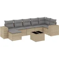 vidaXL Ensemble de jardin canapé 8 pièces avec coussins Beige Poly Rattan