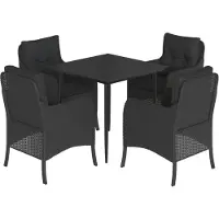 vidaXL Ensemble de jardin 5 pièces avec coussins Noir Poly Rattan