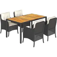 vidaXL Ensemble de jardin 5 pièces avec coussins Noir Poly Rattan