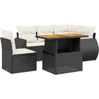 vidaXL Ensemble de salon de jardin 6 pièces avec coussins noir poly rotin