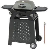 Kitchenbrothers Gas BBQ - Barbecue de table et sur pied - Barbecue de table - Antiadhésif - Surface de grillade 37x48 cm - Noir