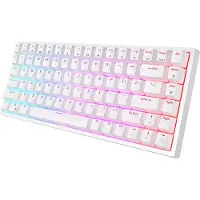 Royal Kludge RK84 Gaming Keyboard White - RGB Lighting - Hot-Swappable - Tri-Mode - Clavier de jeu mécanique ergonomique avec connexion sans fil - Qwerty - 80% avec touches multimédia - Commutateurs bruns