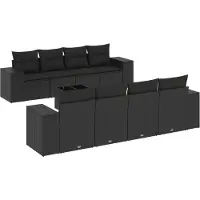 vidaXL Ensemble de salon de jardin 9 pièces avec coussins noir poly rotin