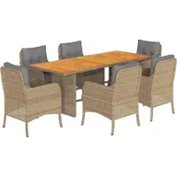 vidaXL Ensemble de jardin 7 pièces avec coussins Beige Poly rotin