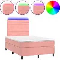 vidaXL Lit boxspring avec matelas & LED rose 120x190 cm velours