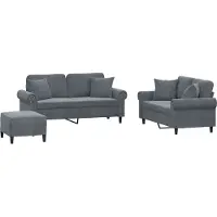 vidaXL Ensemble de canapés 3 pièces avec coussins gris foncé velours