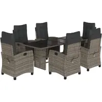 vidaXL Ensemble de jardin 7 pièces avec coussins Gris Poly rotin