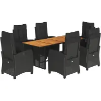 vidaXL Ensemble de jardin 7 pièces avec coussins Noir Poly Rattan