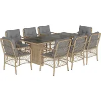 vidaXL Salon de jardin 9 pièces avec coussins Mélange beige Poly rotin