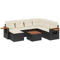 vidaXL Ensemble de jardin canapé 8 pièces avec coussins noir poly rotin