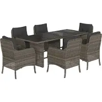 vidaXL Ensemble de jardin 7 pièces avec coussins Gris Poly rotin