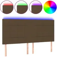 vidaXL Tête de lit LED brun foncé 200x5x118/128 cm Tissu