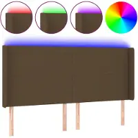 vidaXL Tête de lit LED brun foncé 203x16x118/128 cm Tissu