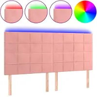 vidaXL Tête de lit LED rose 180x5x118/128 cm velours
