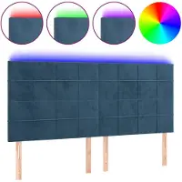 vidaXL Tête de lit LED bleu foncé 160x5x118/128 cm velours