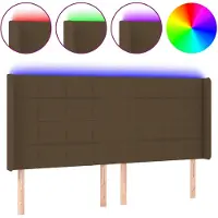 vidaXL Tête de lit LED brun foncé 203x16x118/128 cm Tissu