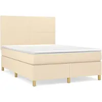 vidaXL Lit boxspring avec matelas Crème 140x190 cm Tissu