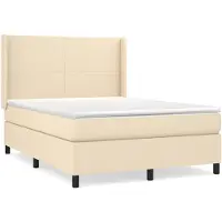 vidaXL Lit boxspring avec matelas Crème 140x200 cm Tissu