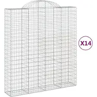 vidaXL Gabions avec arc surélevé 14pcs 200x50x220/240cm Fer galvanisé
