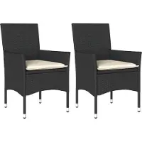 vidaXL Chaises de jardin avec coussins 2 pcs. noir poly rotin