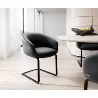 DELIFE Cantilever Vinka-Flex avec accoudoirs cuir de vache noir pied cantilever plat noir ressorts ensachés
