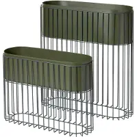 Broste Copenhagen Jardinière Fenja sur standard vert lot de 2 pièces