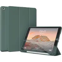 Accezz Coque tablette portefeuille Smart Silicone Apple iPad 9 (2021) 10.2 pouces / iPad 8 (2020) 10.2 pouces / iPad 7 (2019) 10.2 pouces - Vert foncé