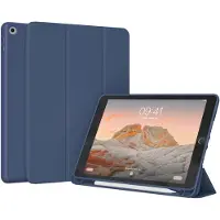 Accezz Coque tablette portefeuille Smart Silicone Apple iPad 9 (2021) 10.2 pouces / iPad 8 (2020) 10.2 pouces / iPad 7 (2019) 10.2 pouces - Bleu foncé