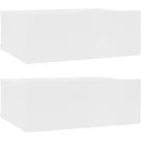 vidaXL Tables de chevet flottantes 2 pcs Blanc bois d’ingénierie