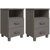 vidaXL Tables de chevet HAMAR 2 pcs Gris clair 40x35x62 cm Bois massif