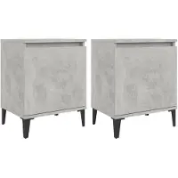 vidaXL Tables de chevet avec pieds en métal gris béton 40x30x50 cm